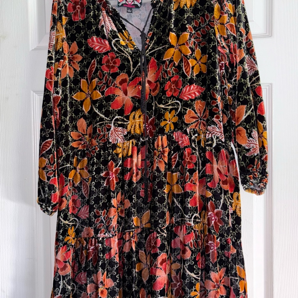 Jasmoon Flore Velvet Field Tiered Dress